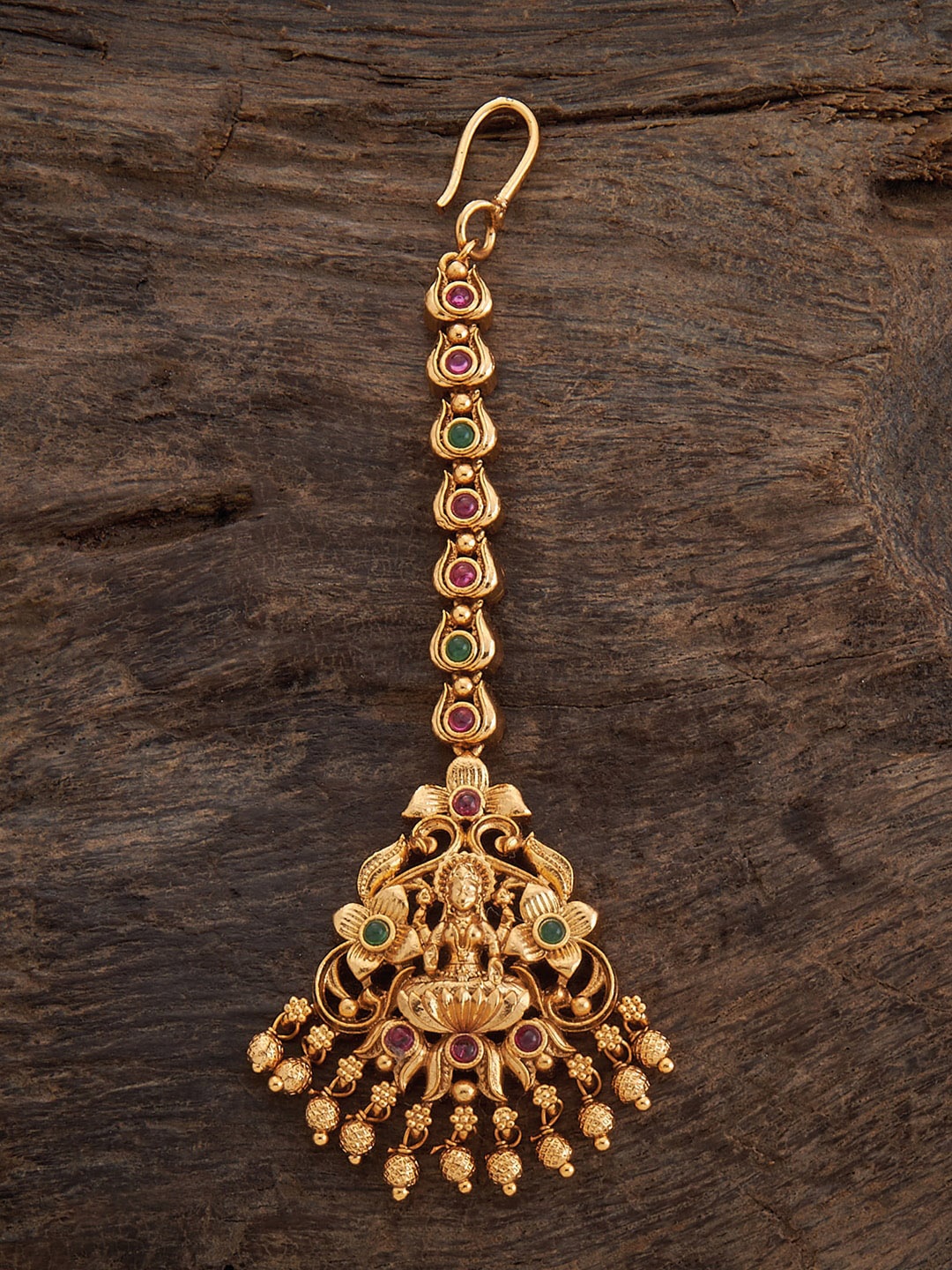 

Kushal's Fashion Jewellery Gold-Plated Stone-Studded & Pearls-Beaded Maang Tikka
