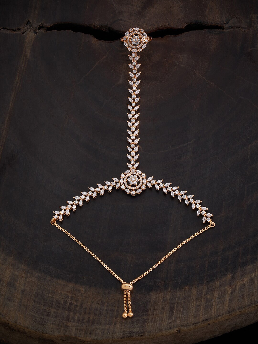 

Kushal's Fashion Jewellery Gold-Plated Cubic Zirconia Studded Ring Bracelet