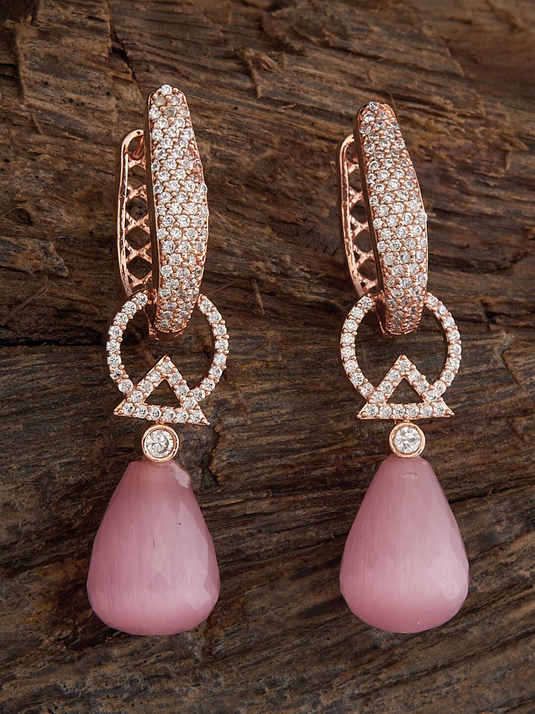 

Kushal's Fashion Jewellery Rose Gold-Plated Teardrop Shaped Drop Earrings