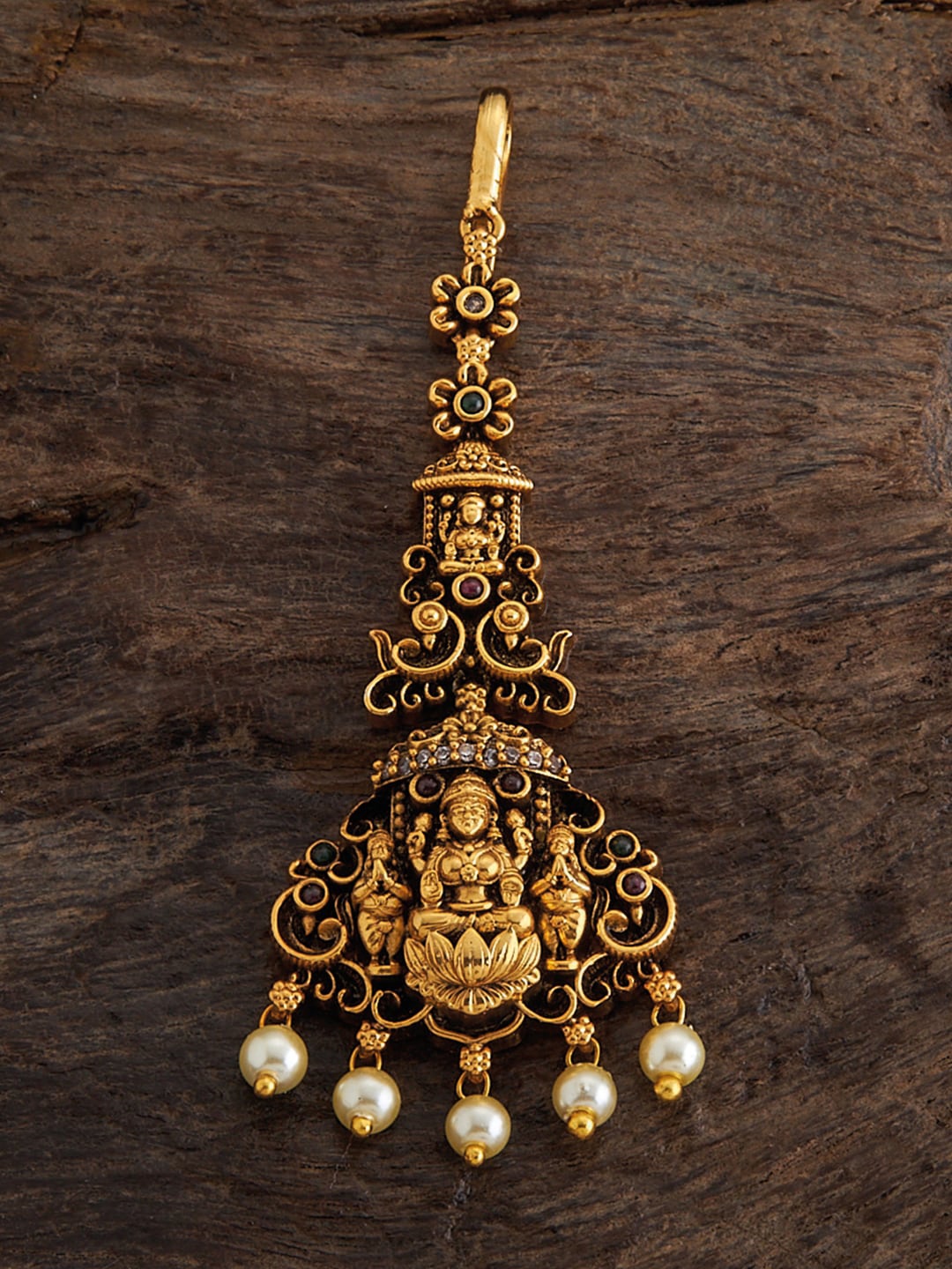 

Kushal's Fashion Jewellery Gold-Plated Ruby Ethnic Antique Head Jewellery