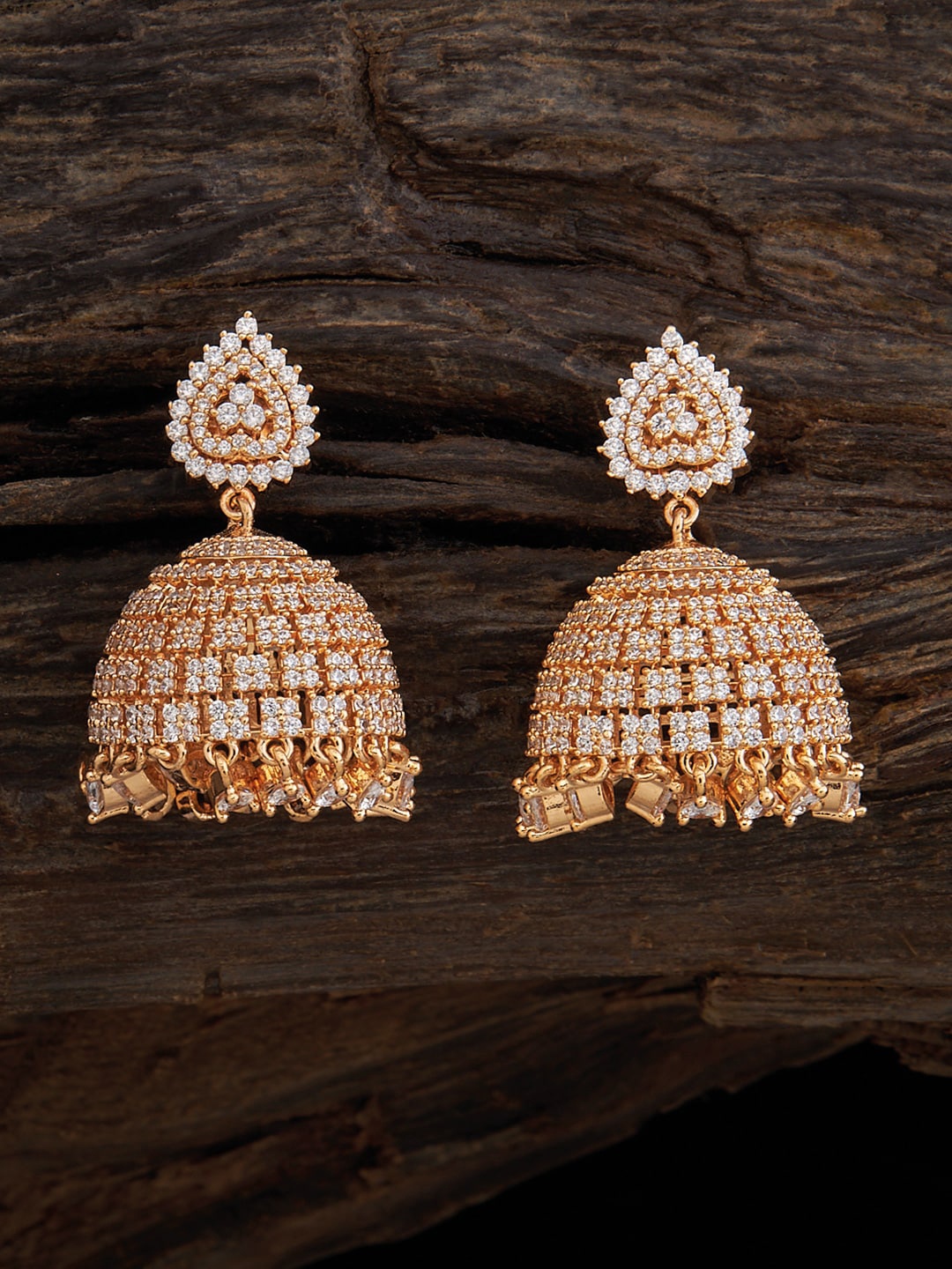 

Kushal's Fashion Jewellery Gold-Plated Dome Shaped Jhumkas, Rose gold