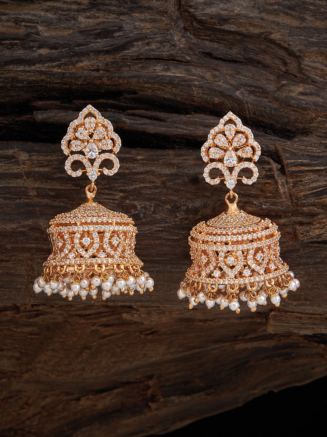 

Kushal's Fashion Jewellery Gold-Plated Dome Shaped Jhumkas, Rose gold