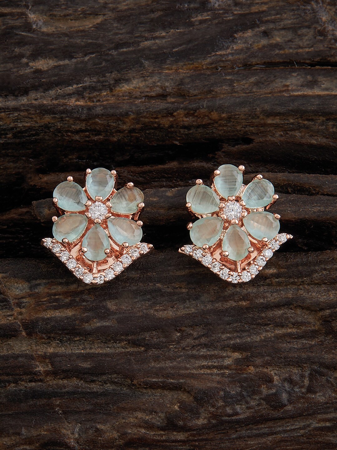 

Kushal's Fashion Jewellery Rose Gold-Plated Floral Studs Earrings