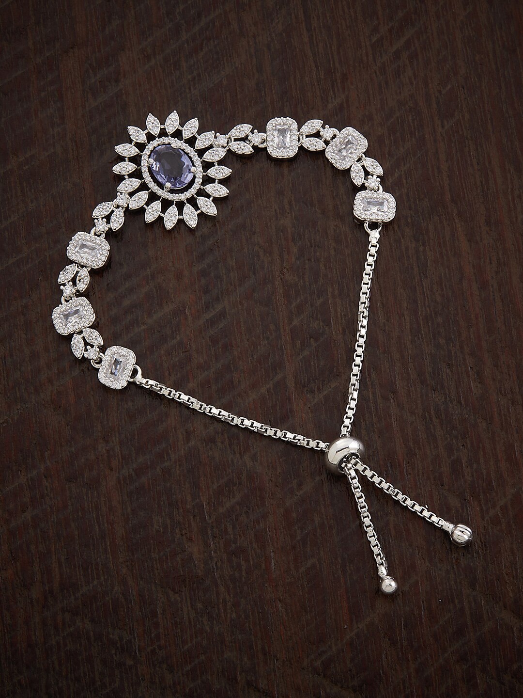 

Kushal's Fashion Jewellery Rhodium-Plated Cubic Zirconia Link Bracelet, Silver
