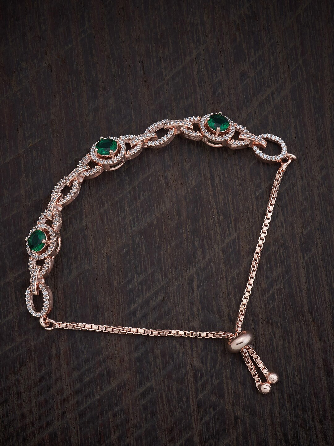 

Kushal's Fashion Jewellery Rose Gold-Plated Cubic Zirconia Link Bracelet