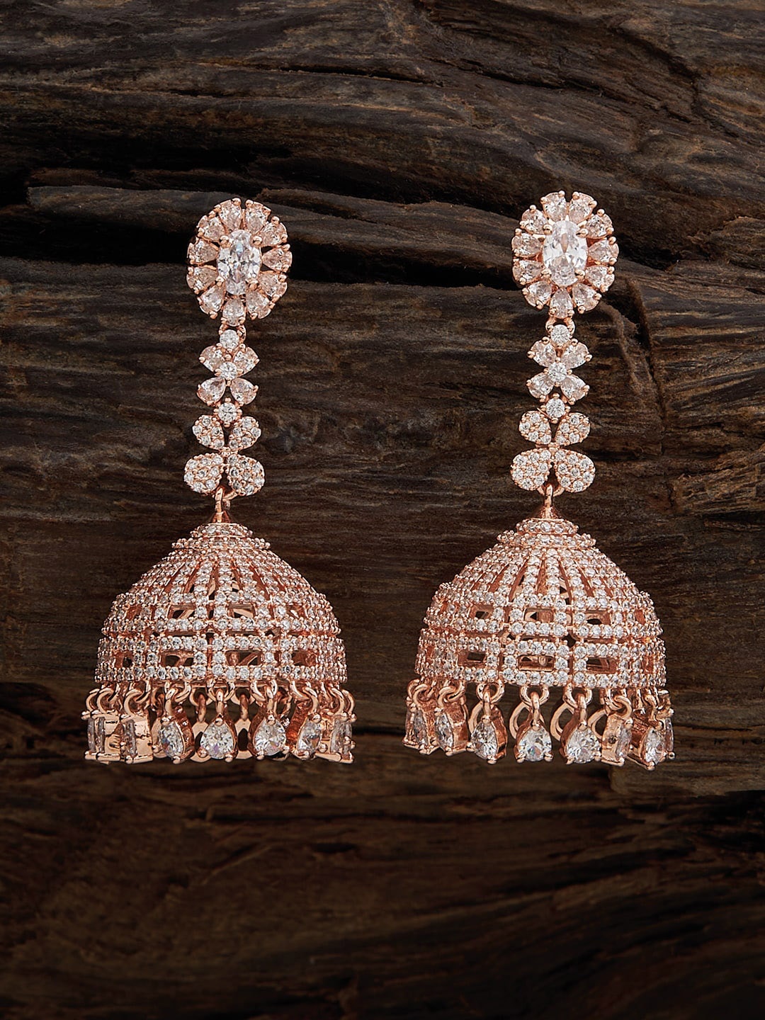 

Kushal's Fashion Jewellery Rose Gold-Plated Dome Shaped Jhumkas