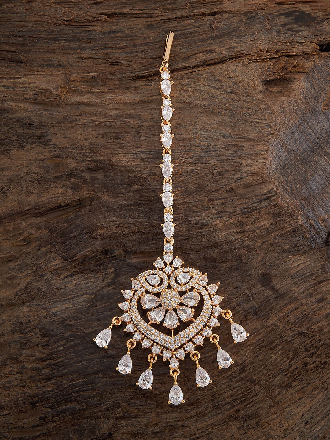 

Kushal's Fashion Jewellery Gold-Plated CZ-Studded Maangtika