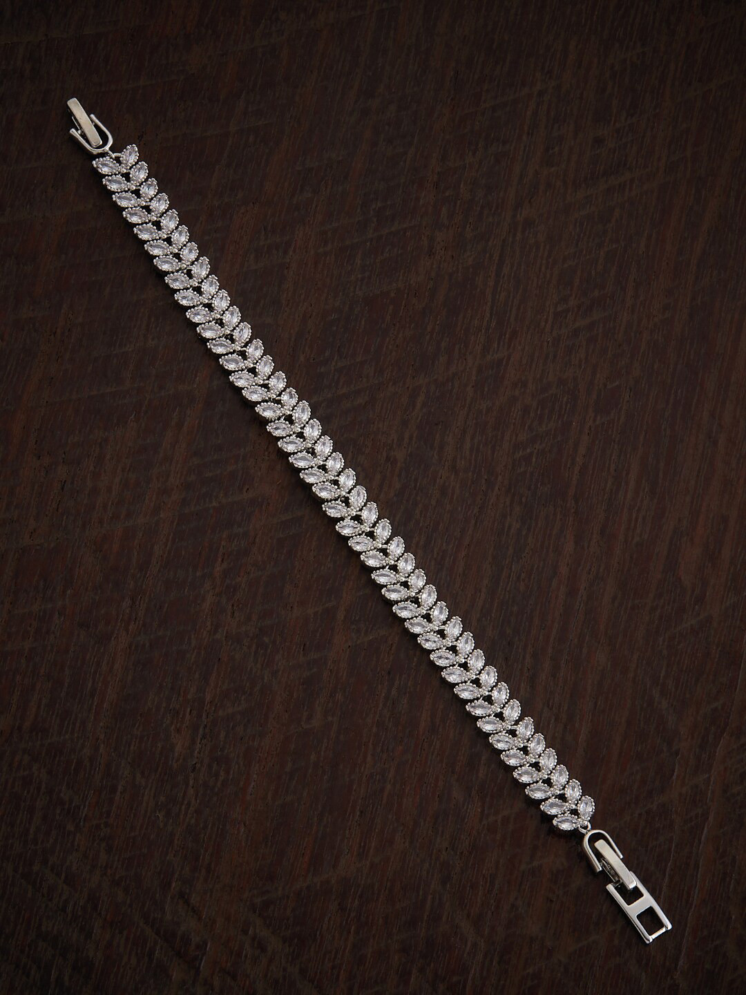 

Kushal's Fashion Jewellery Rhodium-Plated Cubic Zirconia Wraparound Bracelet, Silver