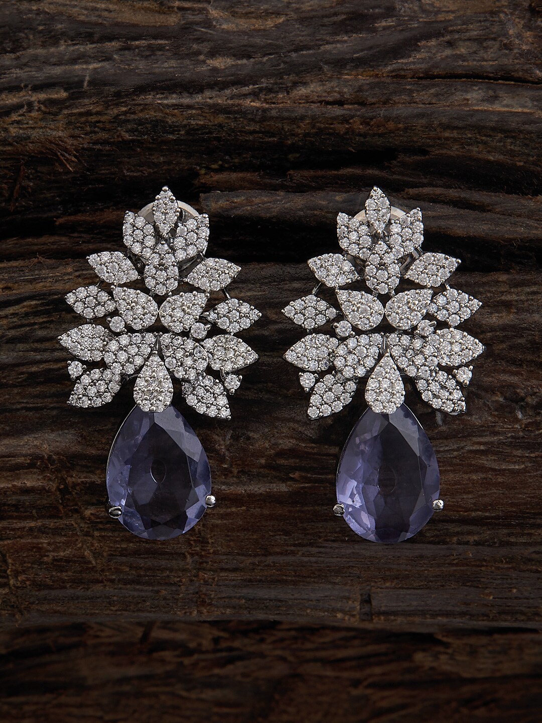 

Kushal's Fashion Jewellery Teardrop Shaped Studs Earrings, Lavender