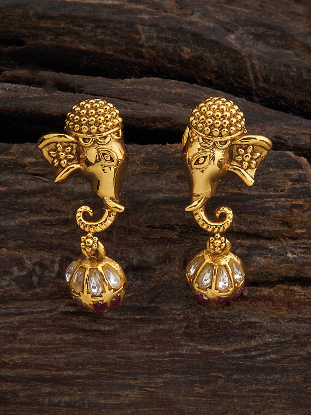 

Kushal's Fashion Jewellery Gold Plated Contemporary Studs Earrings, Red
