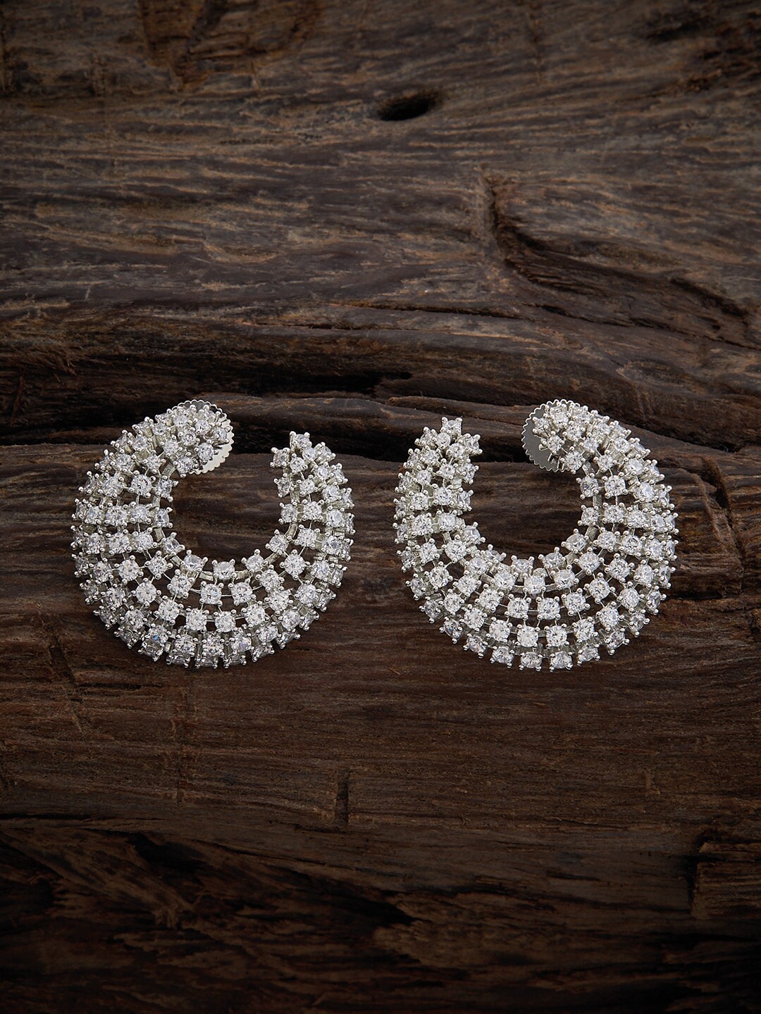 

Kushal's Fashion Jewellery Rhodium Plated Contemporary Studs Earrings, White