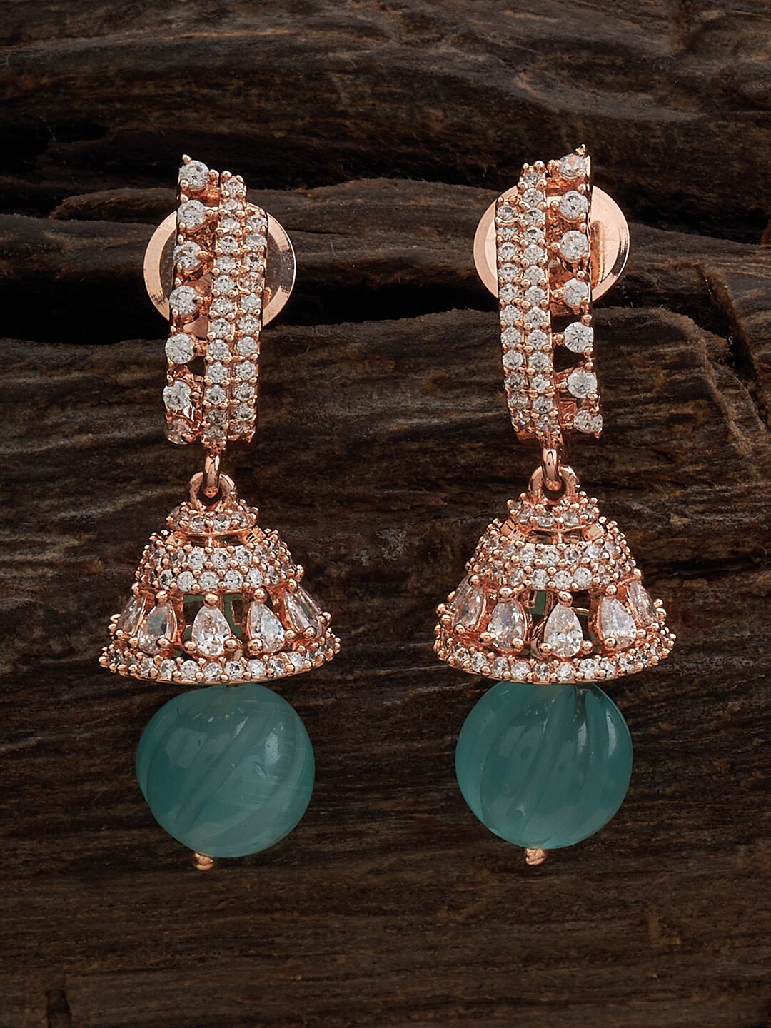 

Kushal's Fashion Jewellery Rose Gold-Plated Dome Shaped Jhumkas