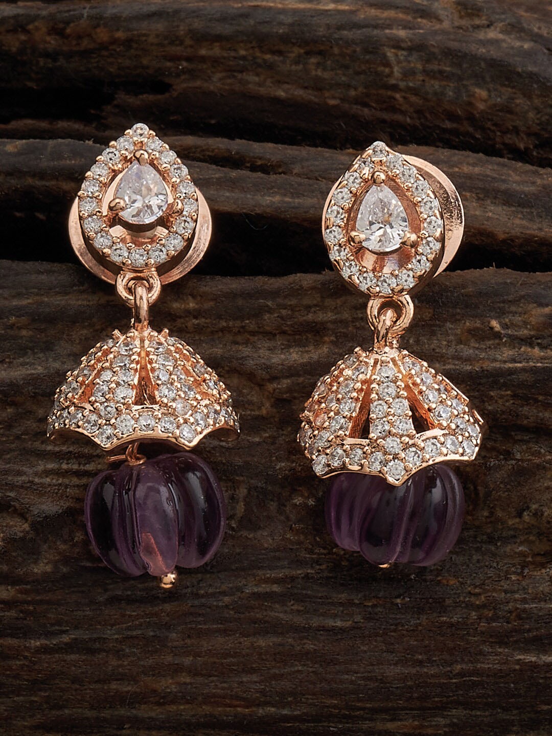 

Kushal's Fashion Jewellery Rose Gold-Plated Dome Shaped Jhumkas