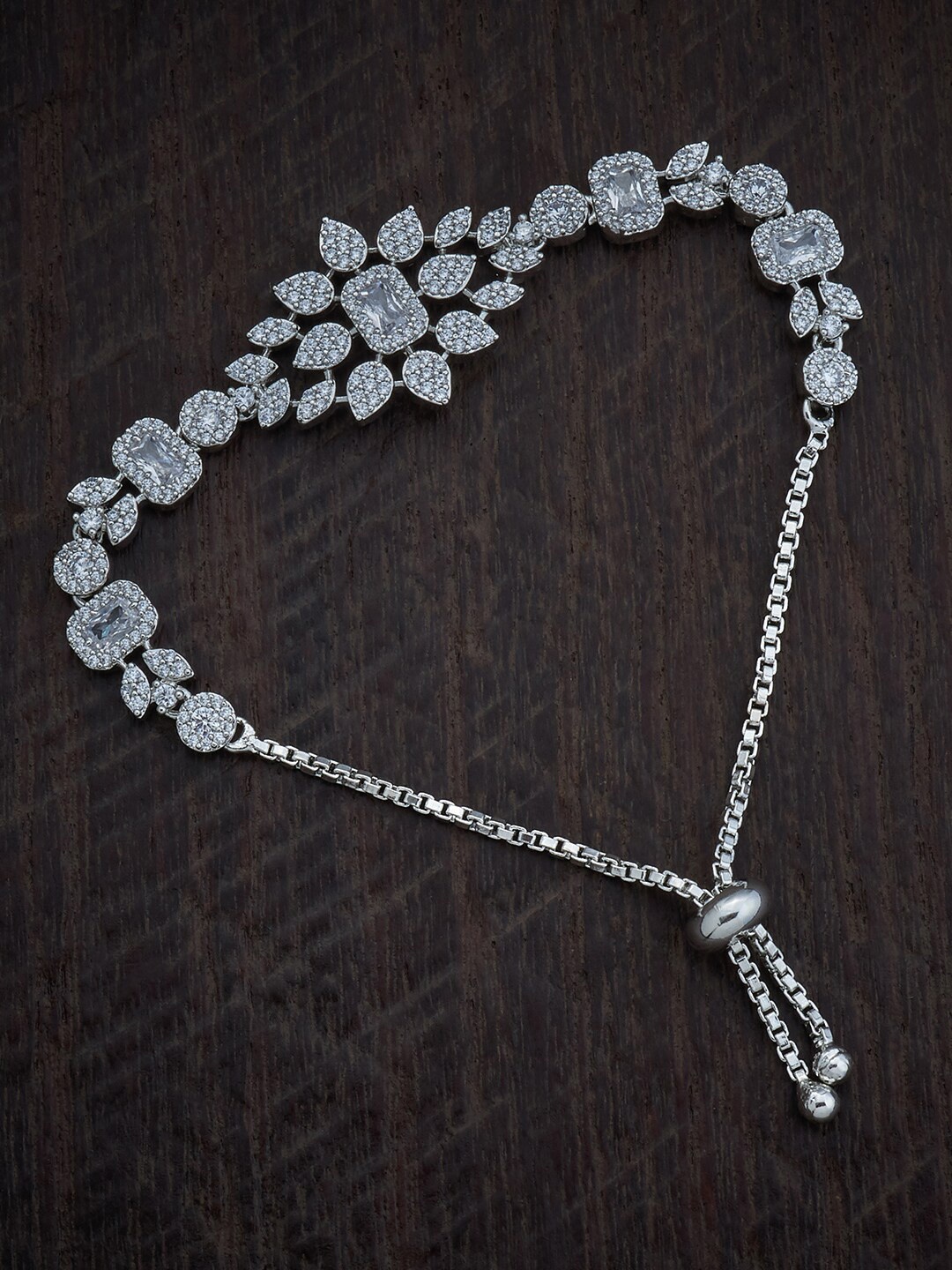 

Kushal's Fashion Jewellery Rhodium-Plated Cubic Zirconia Link Bracelet, Silver
