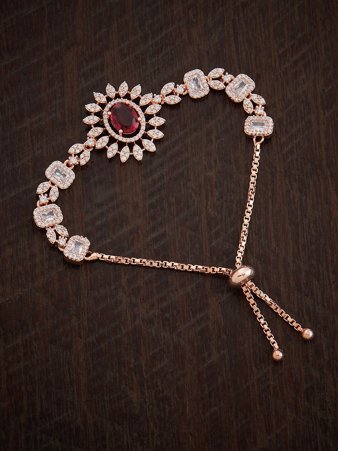 

Kushal's Fashion Jewellery Cubic Zirconia Rose Gold-Plated Link Bracelet