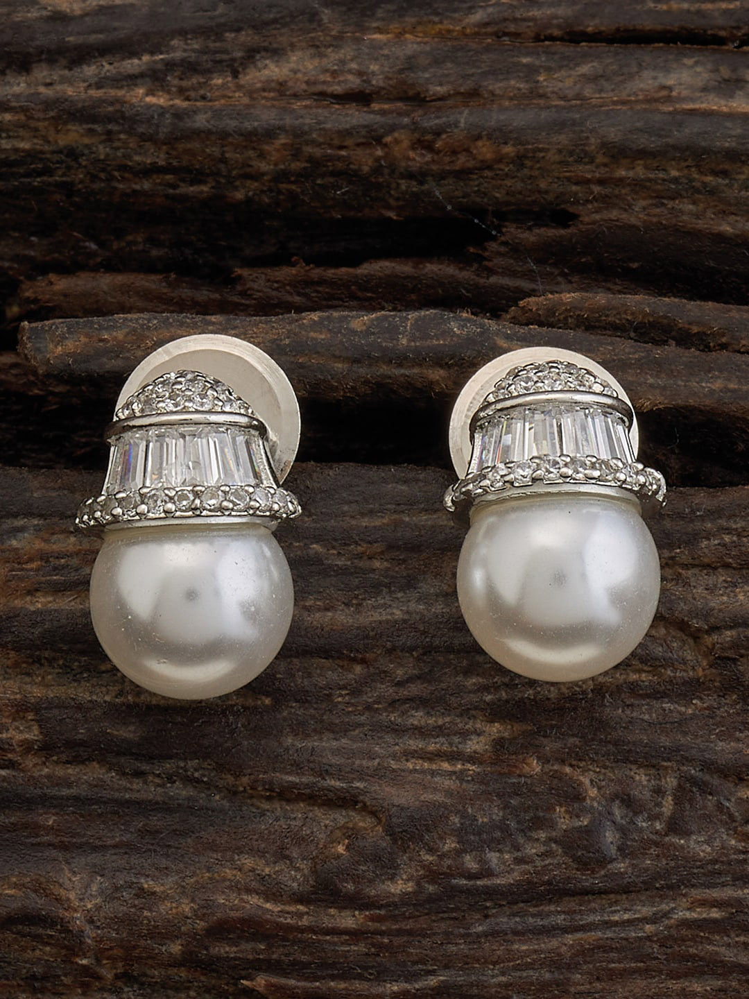 

Kushal's Fashion Jewellery Rhodium-Plated Circular Studs Earrings, Silver