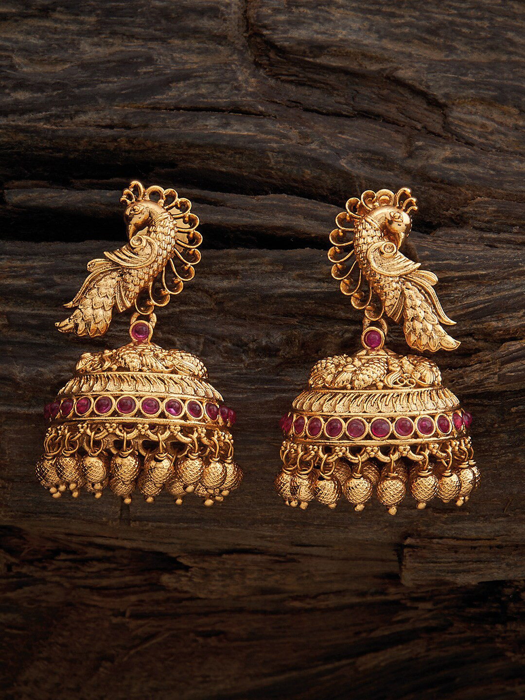 

Kushal's Fashion Jewellery Gold-Plated Dome Shaped Jhumkas