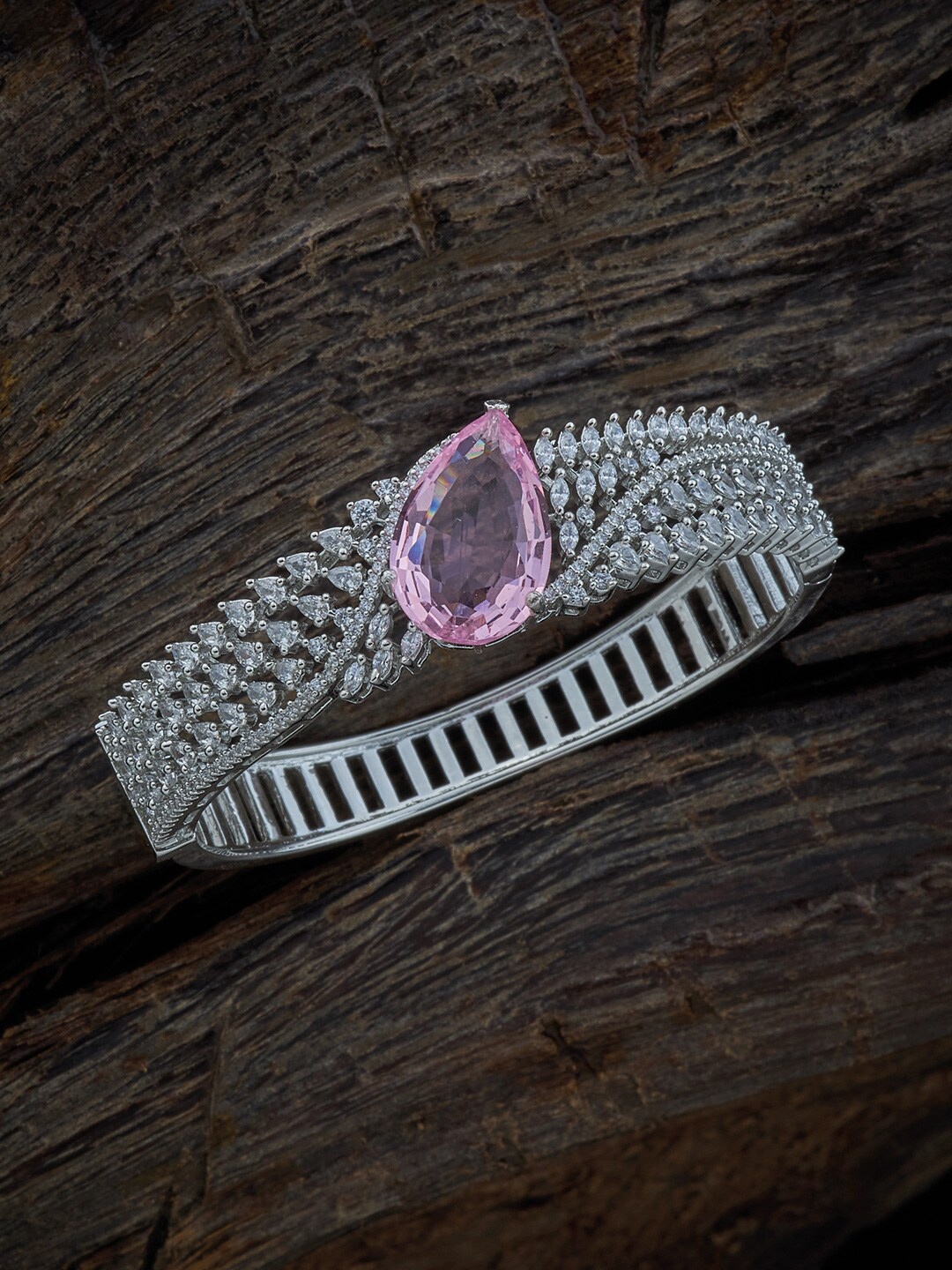 

Kushal's Fashion Jewellery Silver Rhodium-Plated Kada Bracelet