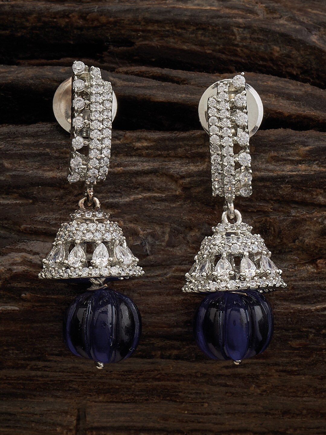 

Kushal's Fashion Jewellery Rhodium-Plated Dome Shaped Jhumkas, Silver