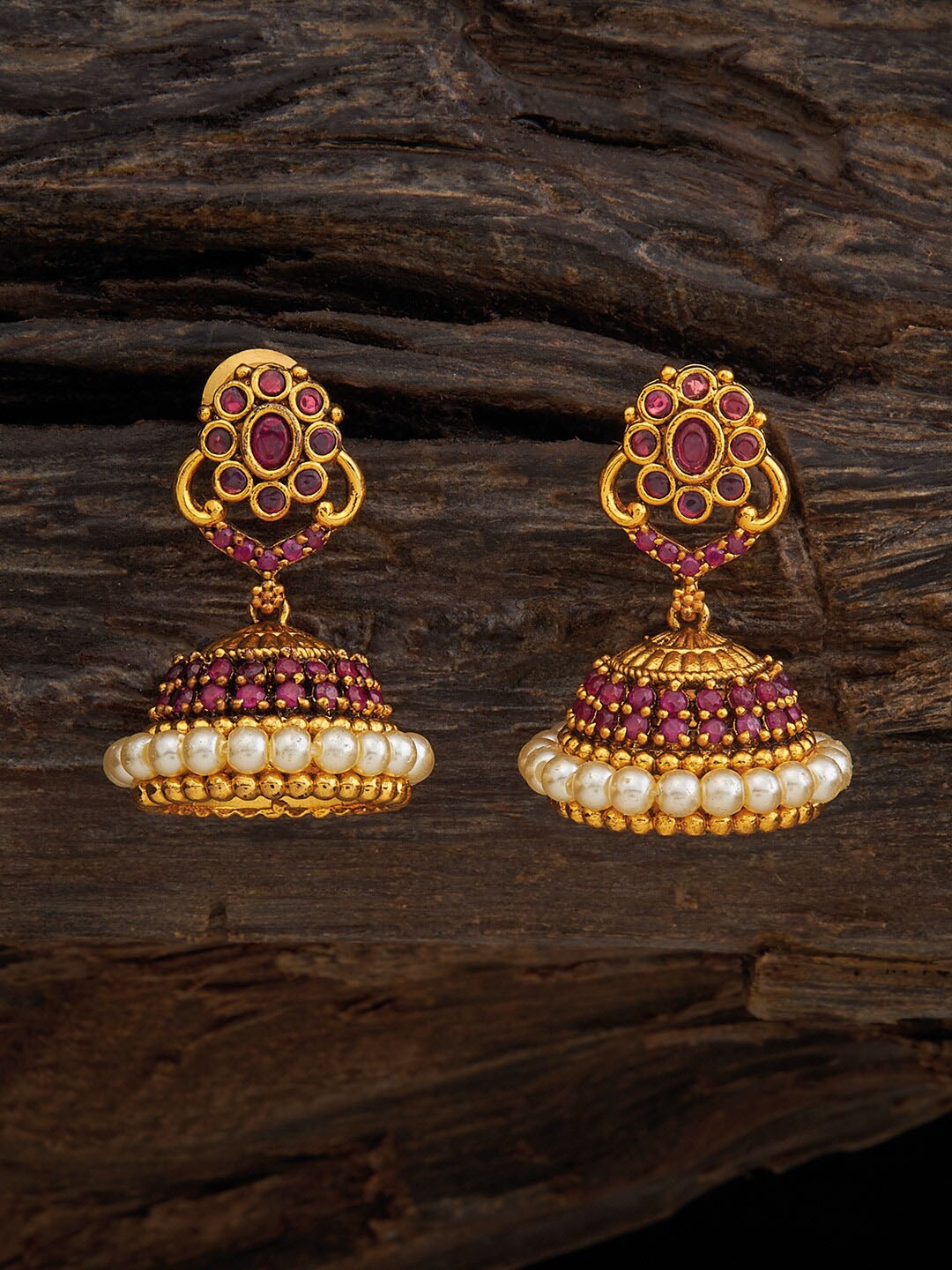 

Kushal's Fashion Jewellery Gold-Plated Dome Shaped Jhumkas