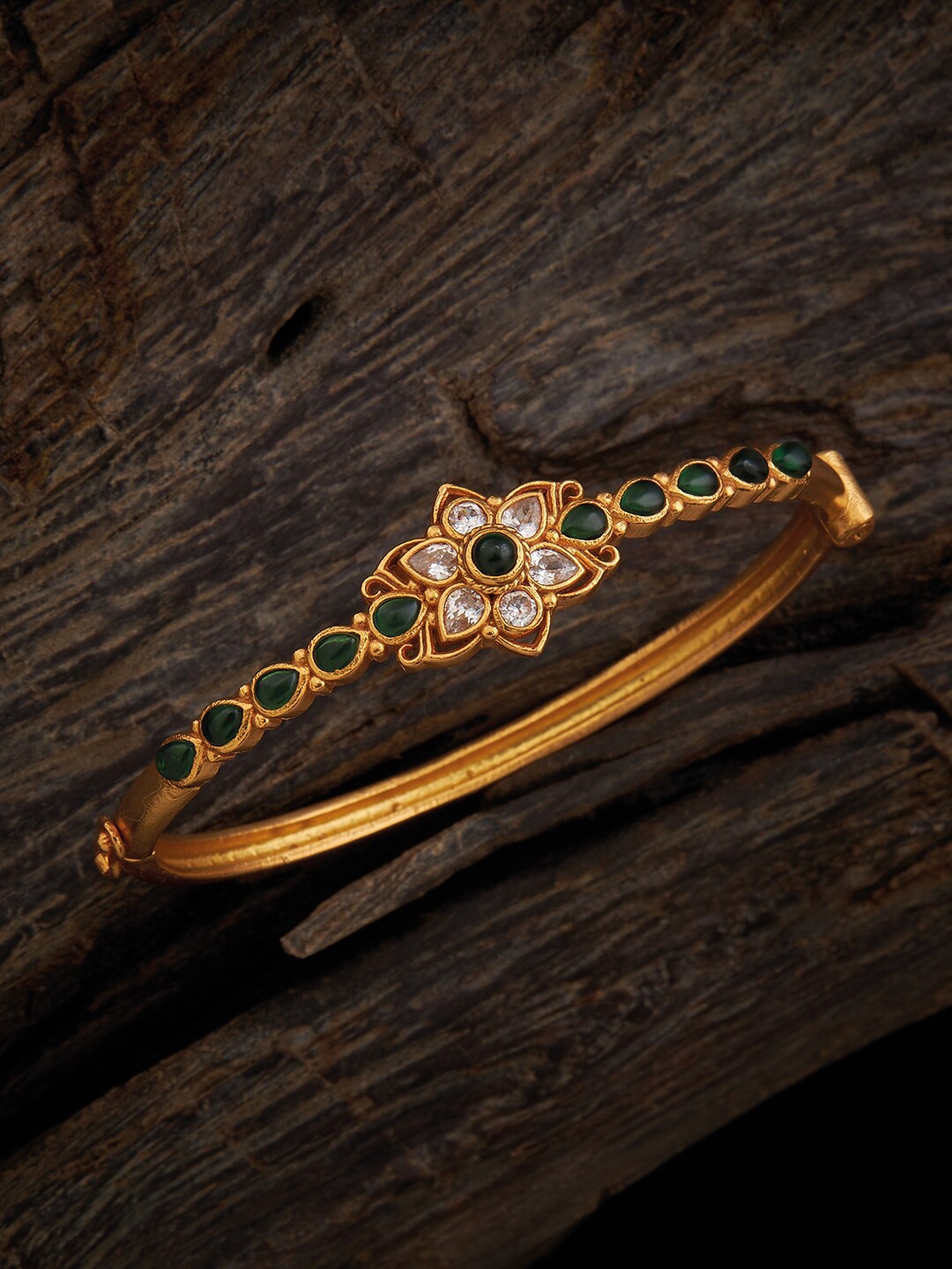 

Kushal's Fashion Jewellery Silver Temple Gold-Plated Kada Bracelet