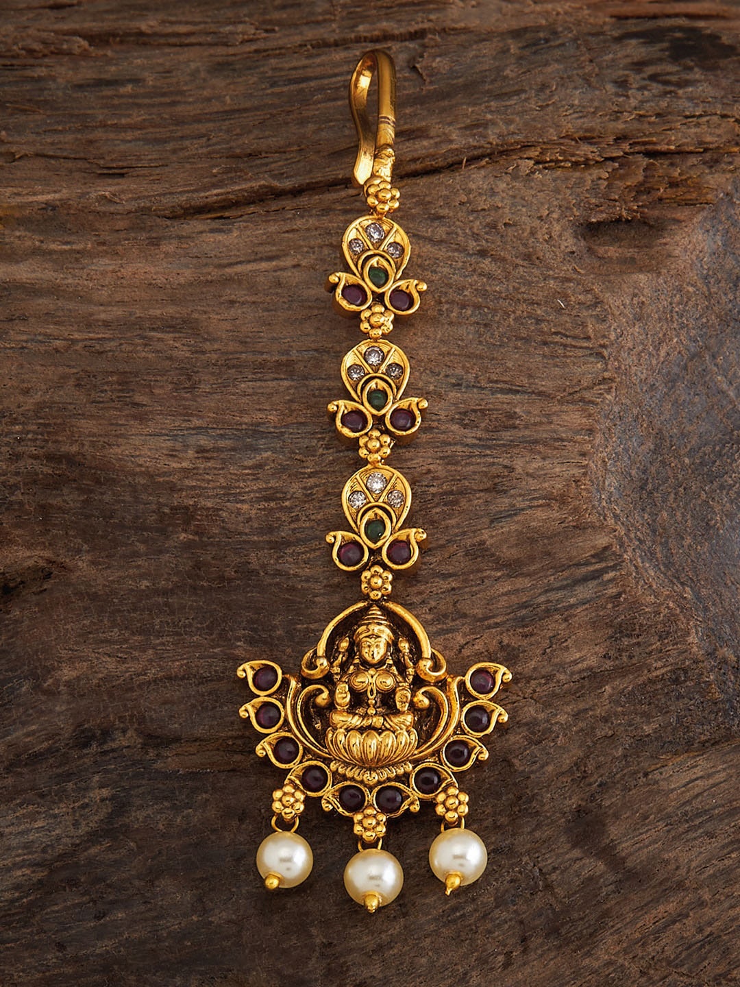 

Kushal's Fashion Jewellery Gold-Plated Stone Studded Maang Tikka