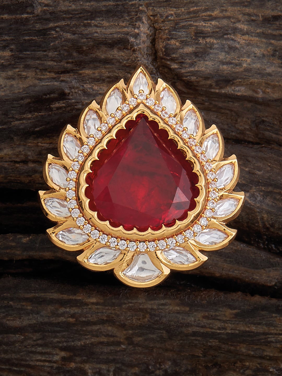 

Kushal's Fashion Jewellery Kundan Studded Adjustable Finger Ring, Gold