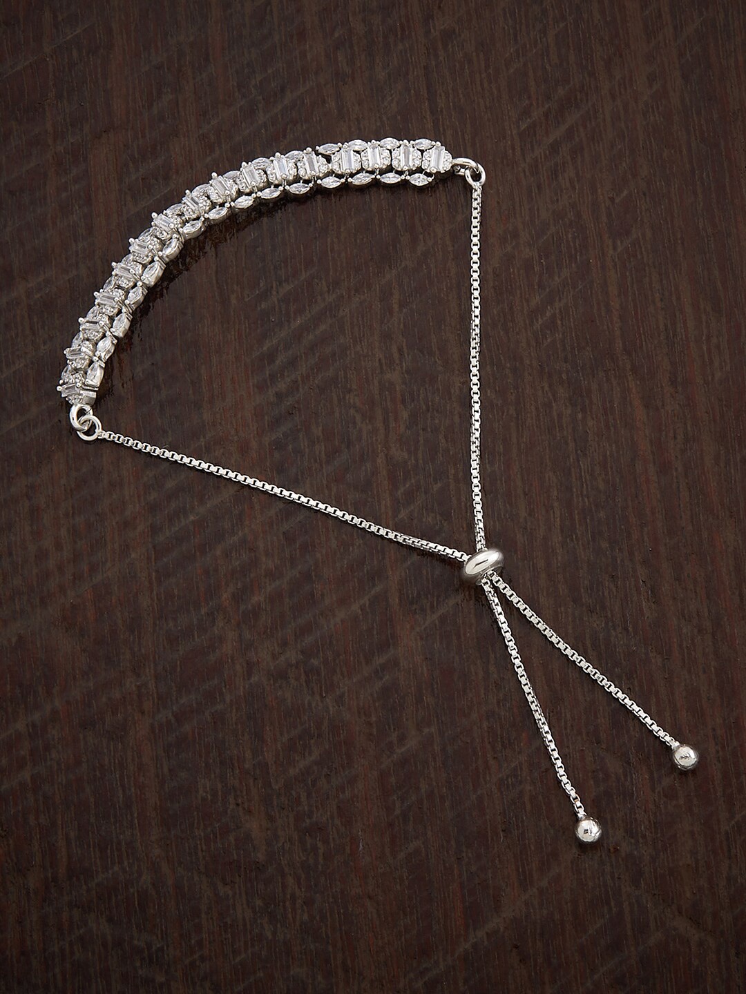 

Kushal's Fashion Jewellery Cubic Zirconia Rhodium-Plated Link Bracelet, Silver