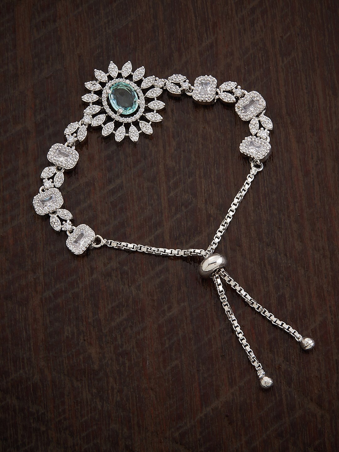 

Kushal's Fashion Jewellery Cubic Zirconia Rhodium-Plated Link Bracelet, Silver