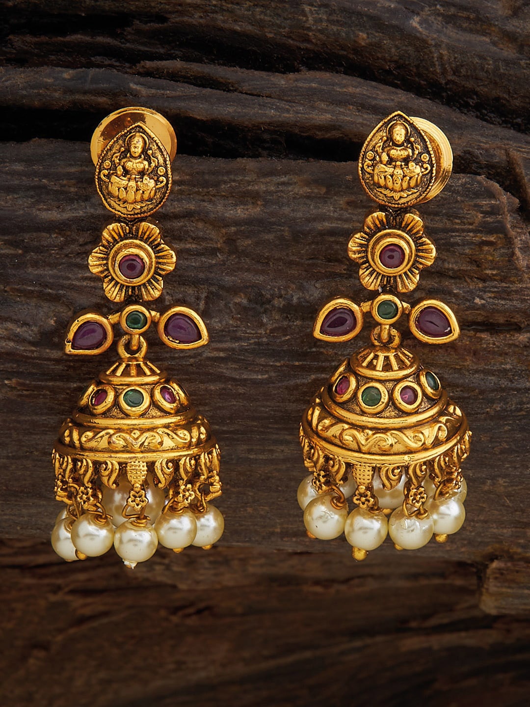 

Kushal's Fashion Jewellery Gold-Plated Dome Shaped Jhumkas