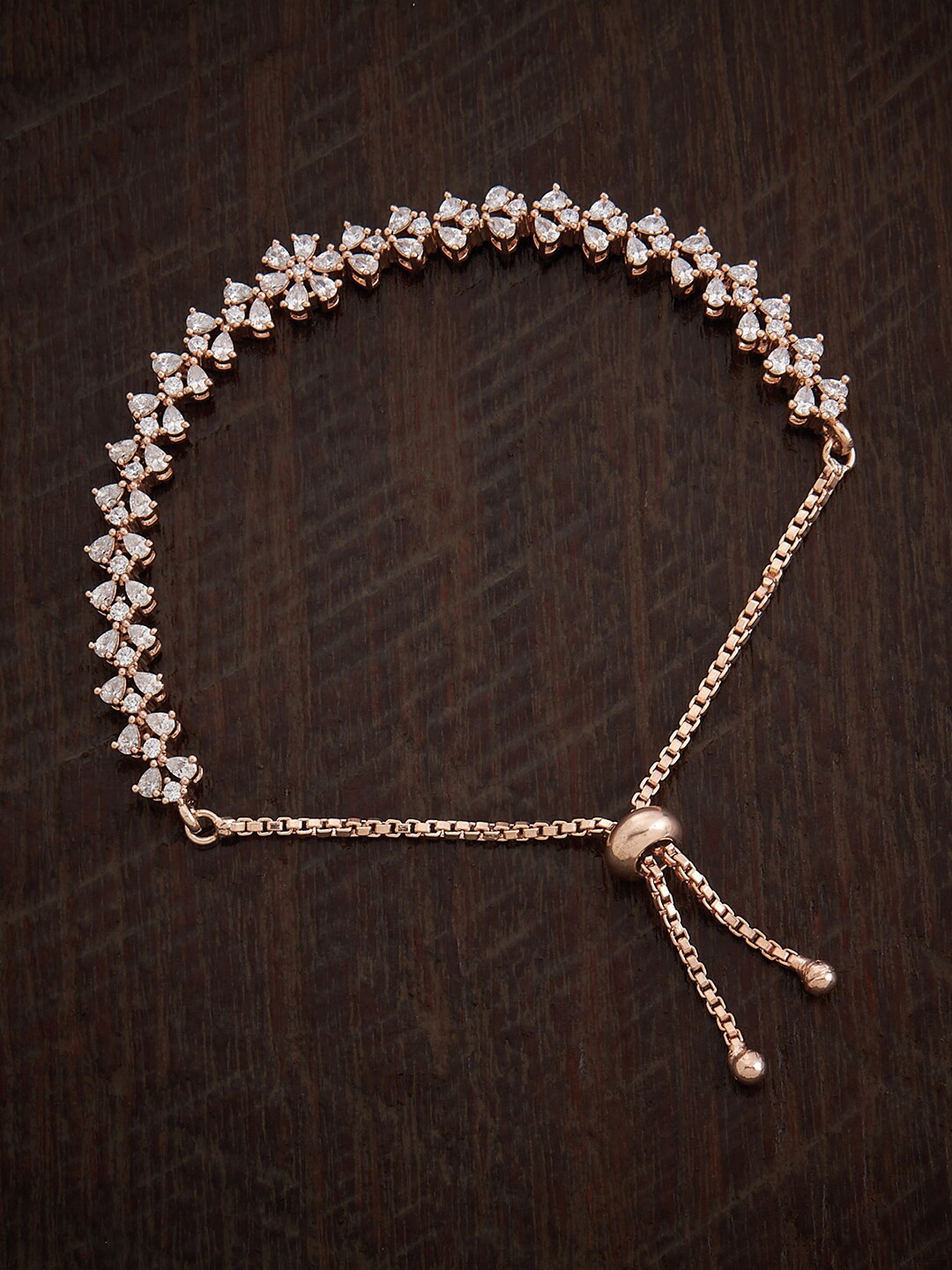 

Kushal's Fashion Jewellery Cubic Zirconia Rose Gold-Plated Link Bracelet