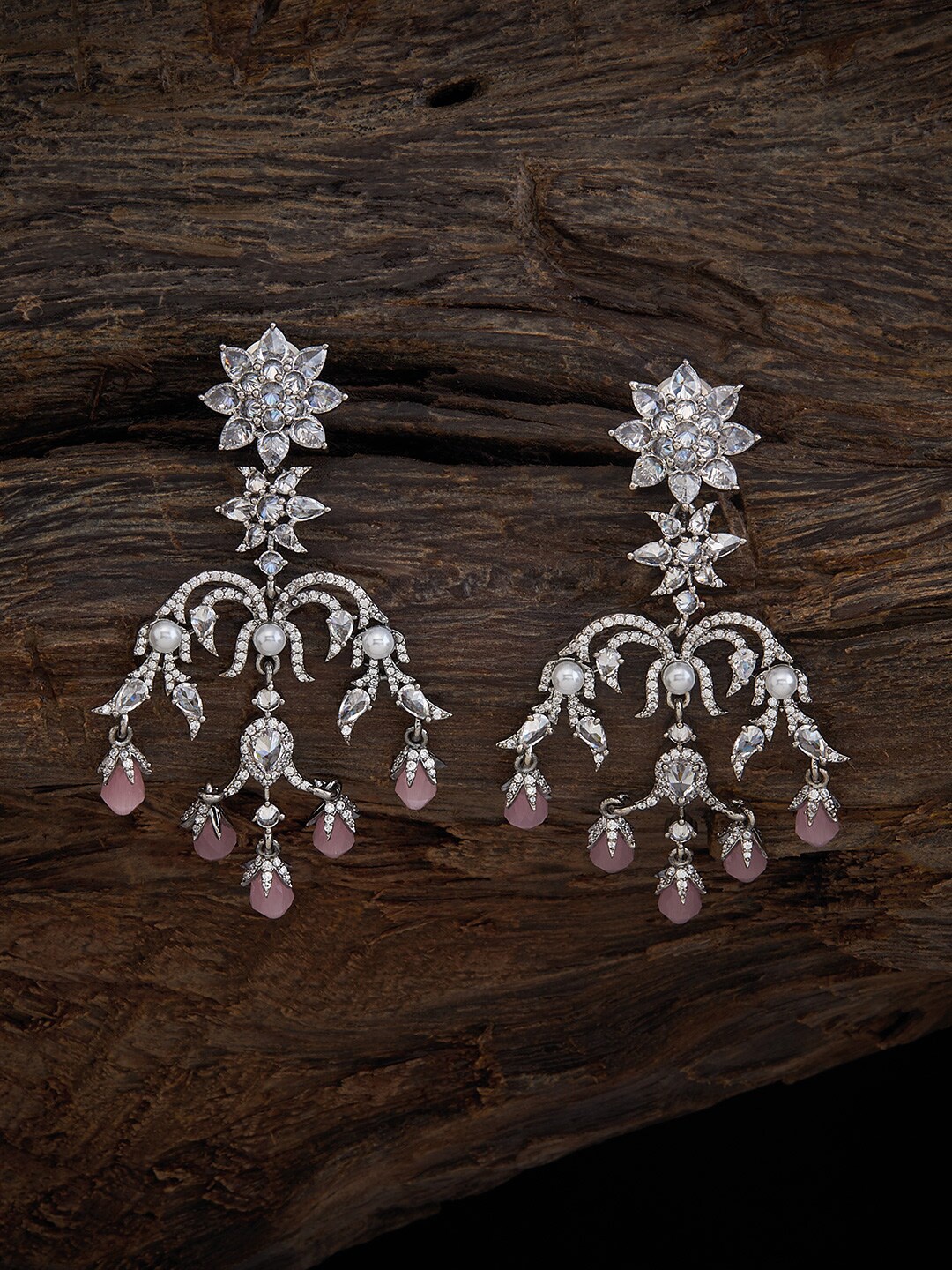 

Kushal's Fashion Jewellery Rhodium-Plated Contemporary Drop Earrings, Silver