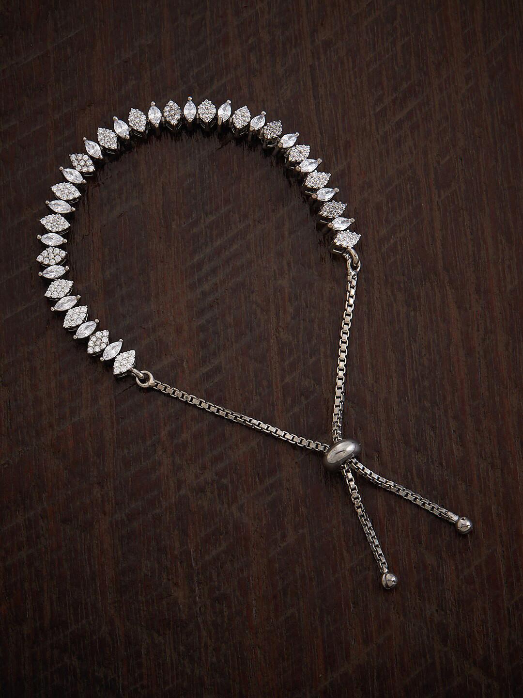 

Kushal's Fashion Jewellery Cubic Zirconia Rhodium-Plated Link Bracelet, Silver