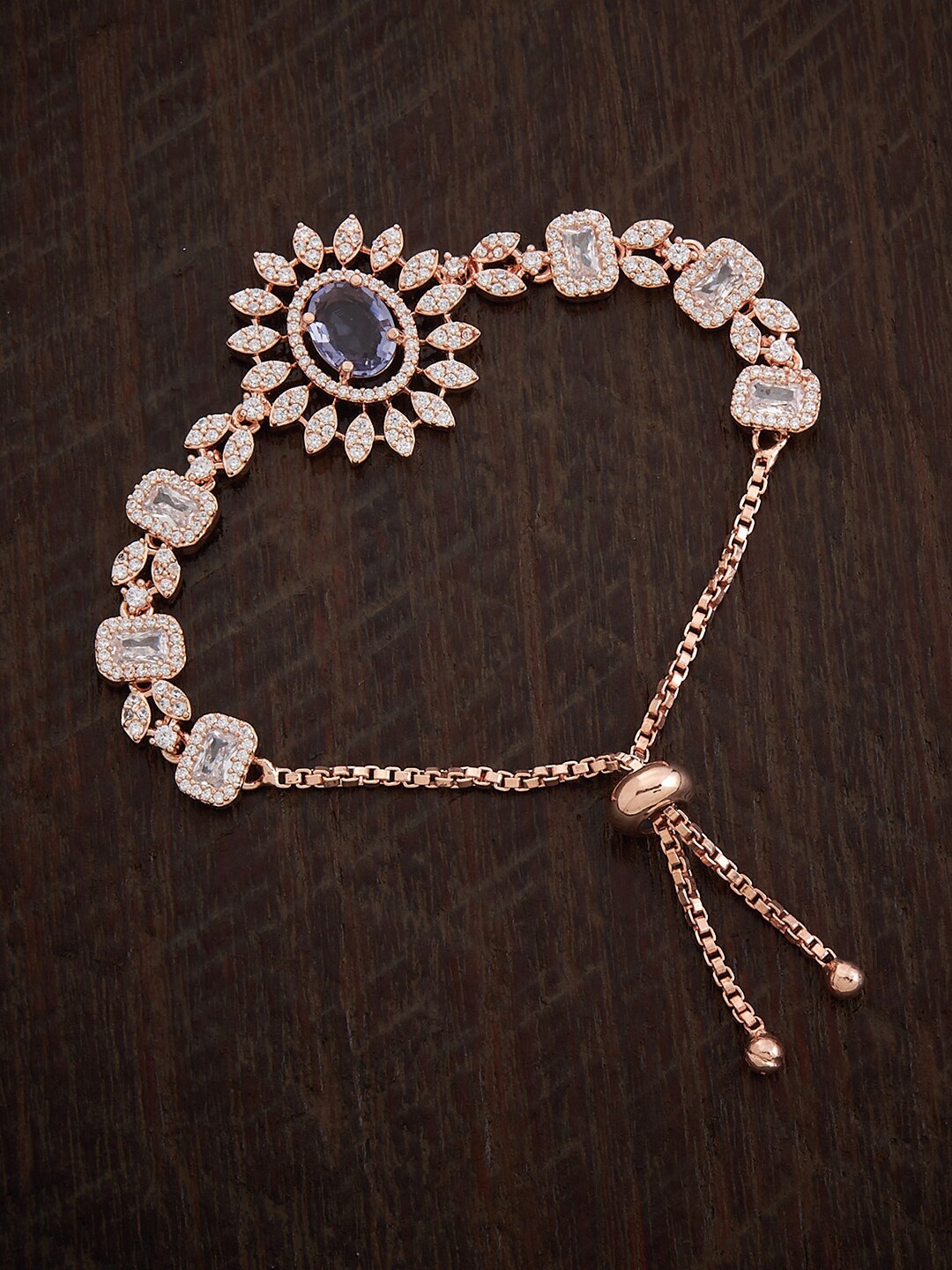 

Kushal's Fashion Jewellery Cubic Zirconia Rose Gold-Plated Link Bracelet