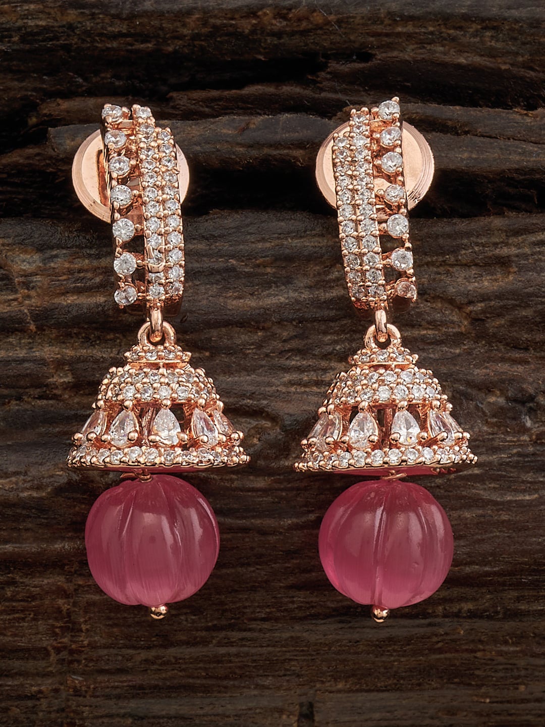 

Kushal's Fashion Jewellery Rose Gold-Plated Dome Shaped Jhumkas