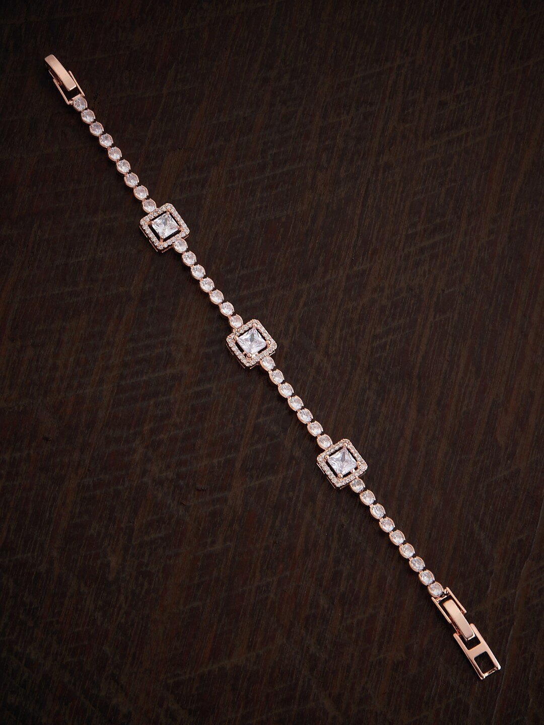 

Kushal's Fashion Jewellery Cubic Zirconia Rose Gold-Plated Link Bracelet