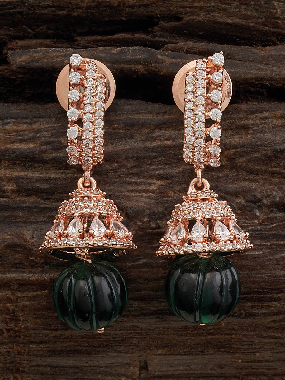 

Kushal's Fashion Jewellery Rose Gold-Plated Dome Shaped Jhumkas