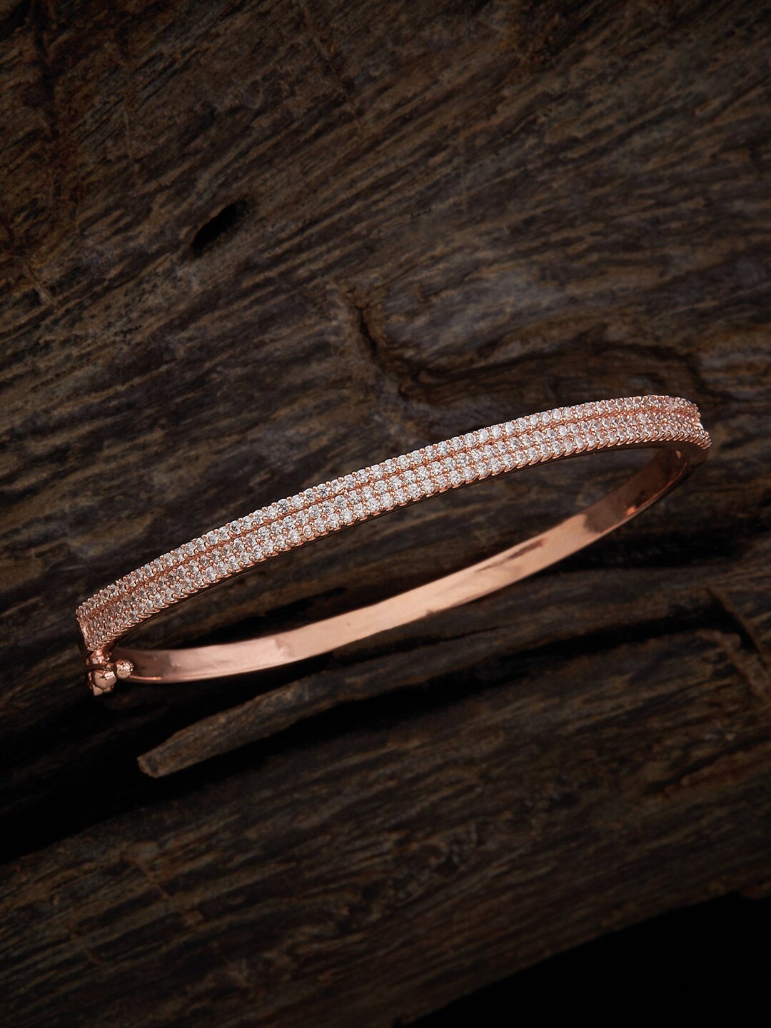 

Kushal's Fashion Jewellery 92.5 Pure Silver Rose Gold-Plated Kada Bracelet