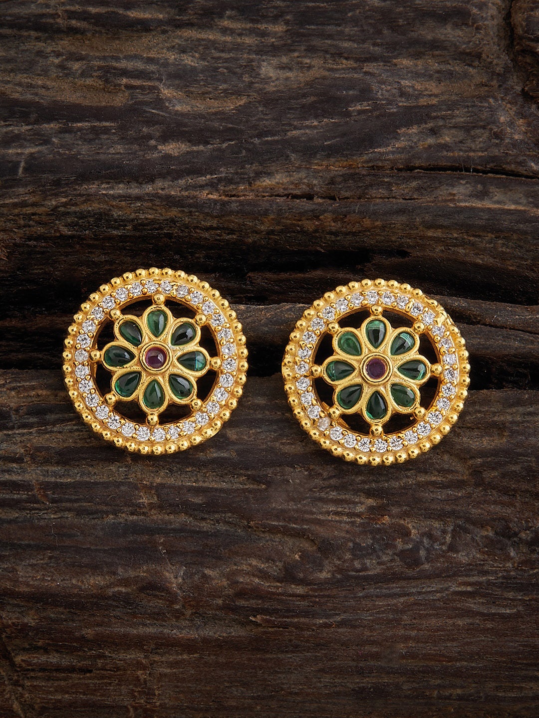 

Kushal's Fashion Jewellery 92.5 Pure Silver Gold-Plated Contemporary Studs Earrings