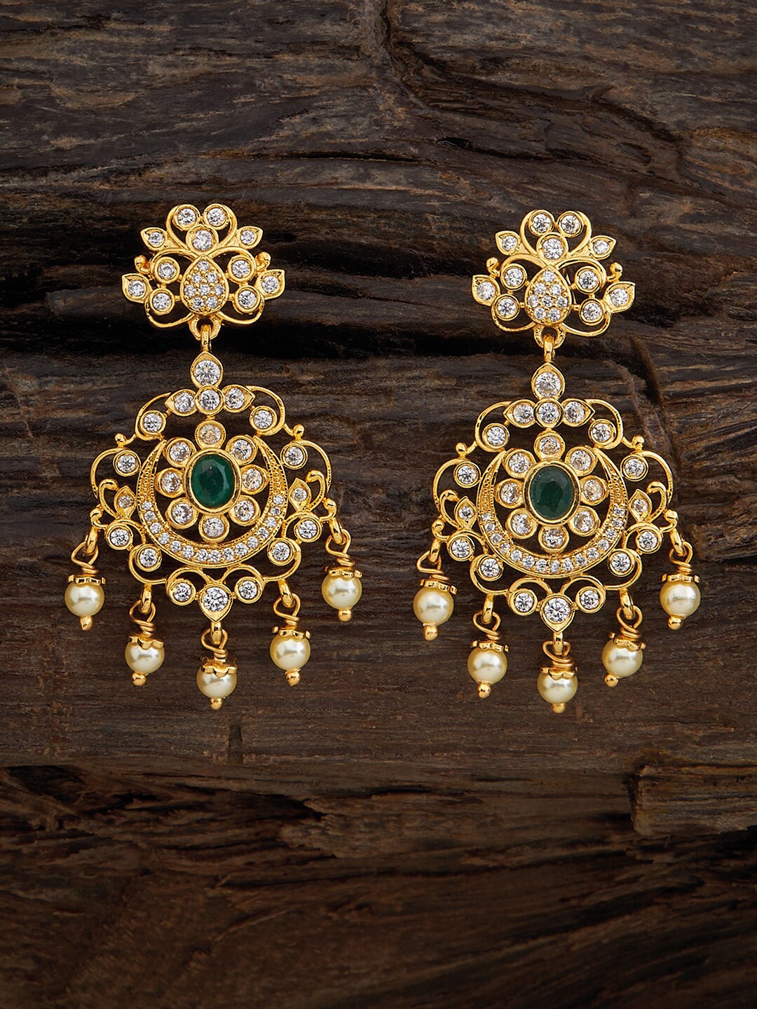 

Kushal's Fashion Jewellery 92.5 Pure Silver Gold-Plated Contemporary Drop Earrings