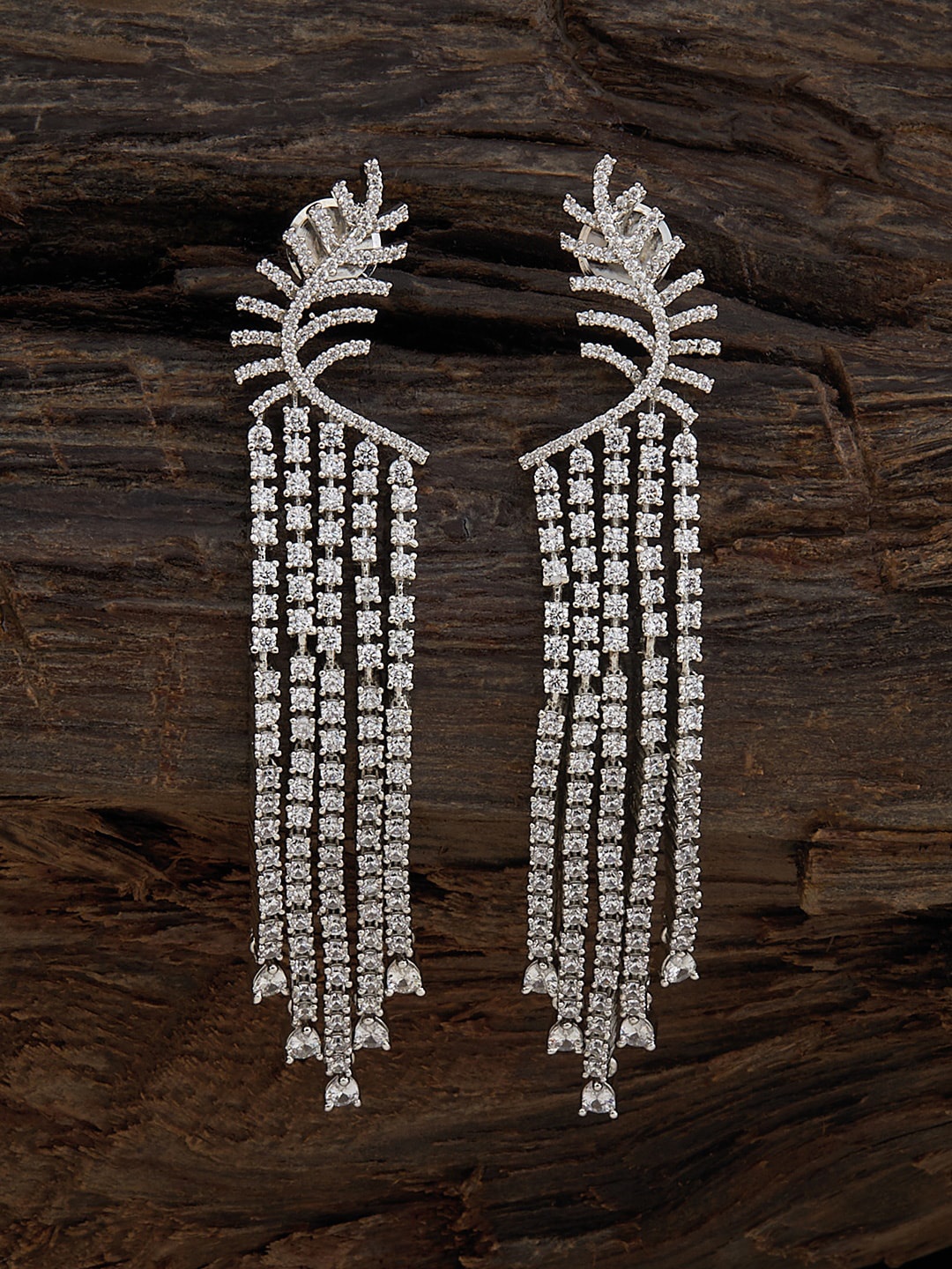 

Kushal's Fashion Jewellery Rhodium-Plated Contemporary Drop Earrings, White