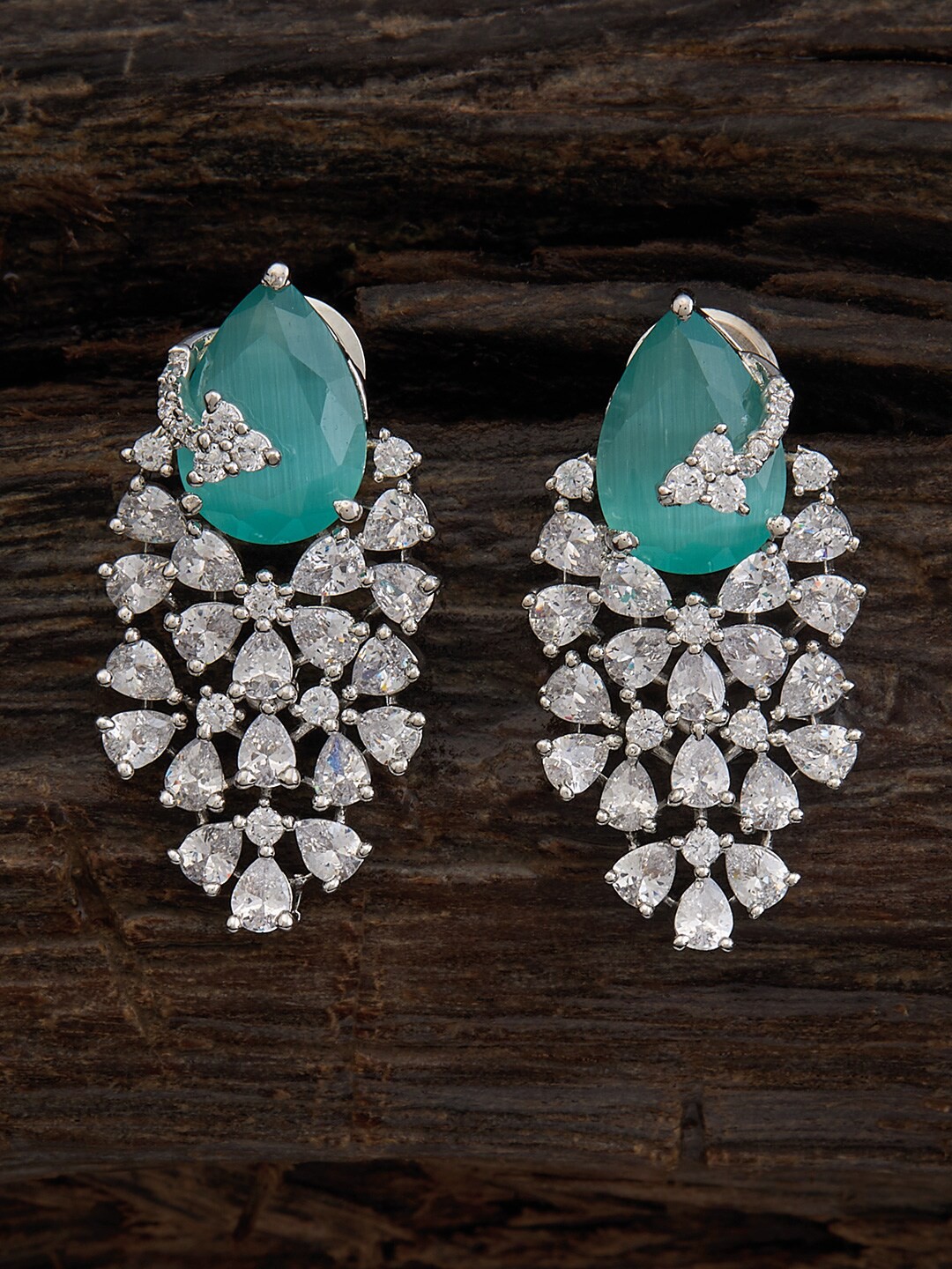 

Kushal's Fashion Jewellery Rhodium-Plated Contemporary Studs Earrings, Silver