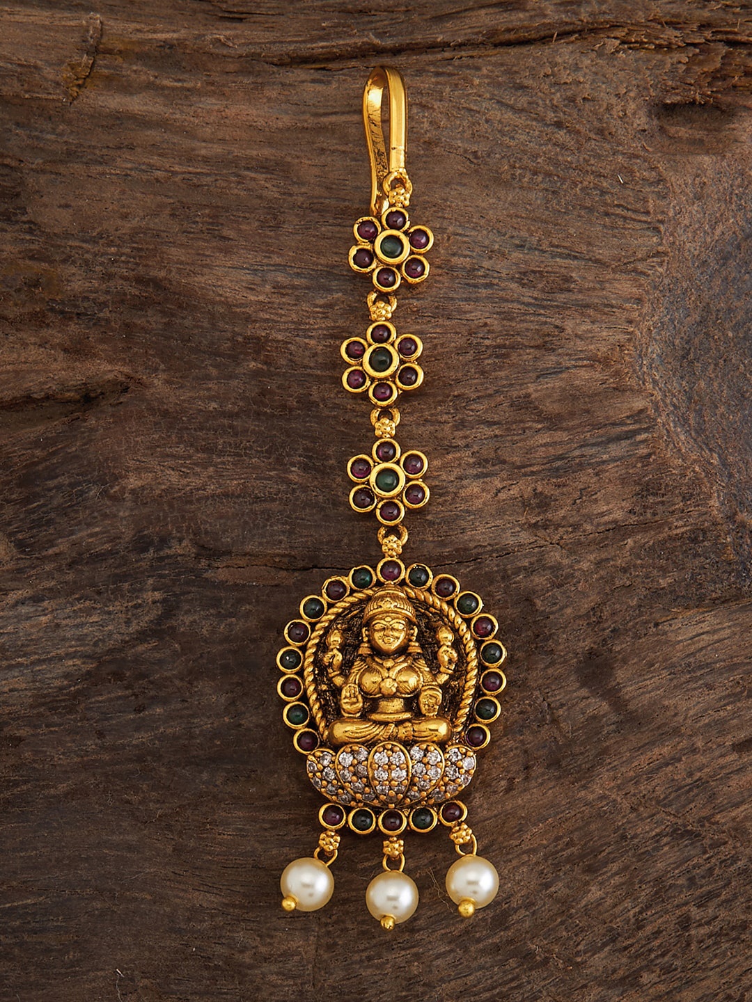 

Kushal's Fashion Jewellery Gold-Plated Stone Studded Maang Tikka