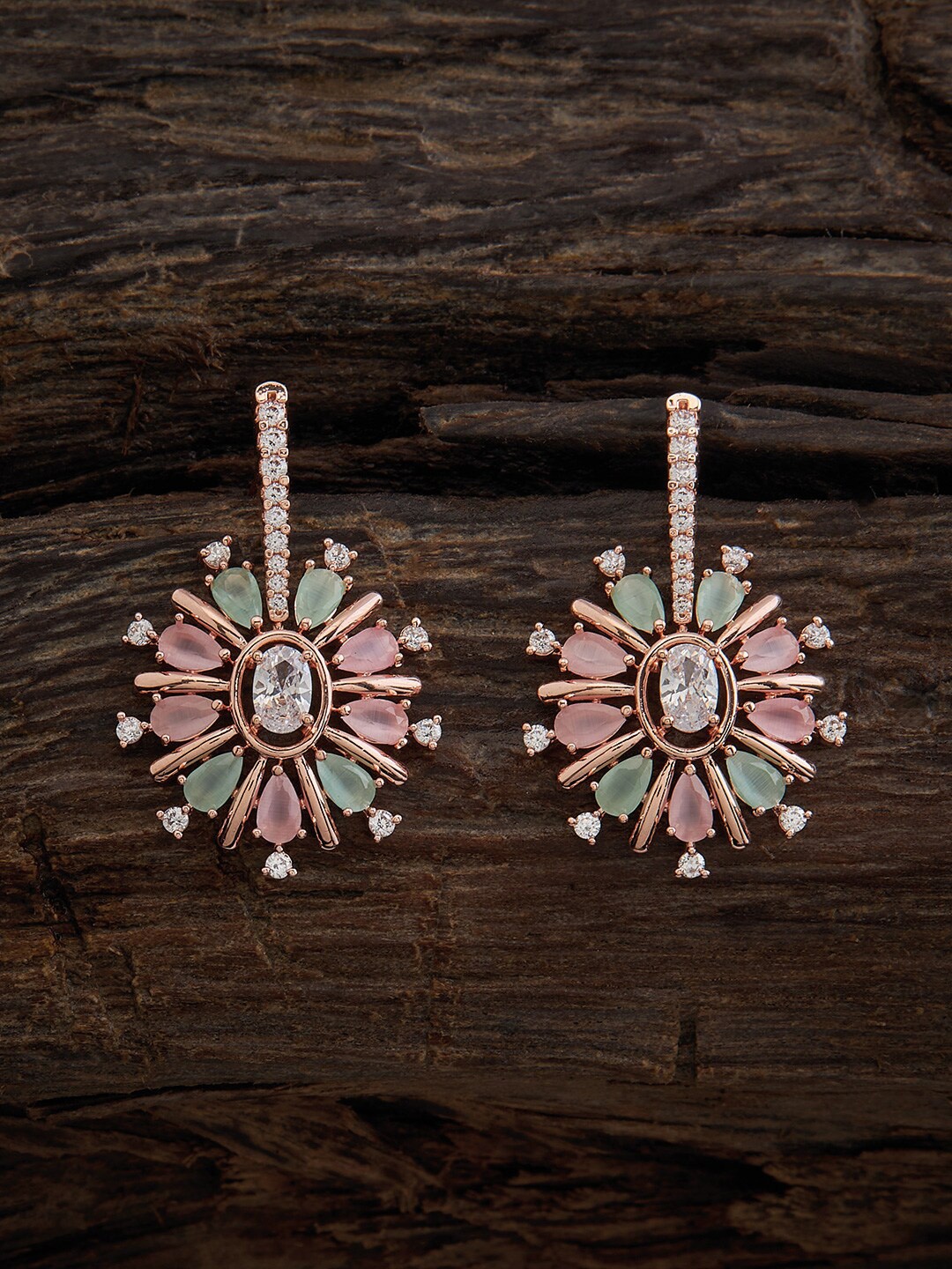 

Kushal's Fashion Jewellery Rose Gold-Plated Oval Studs Earrings