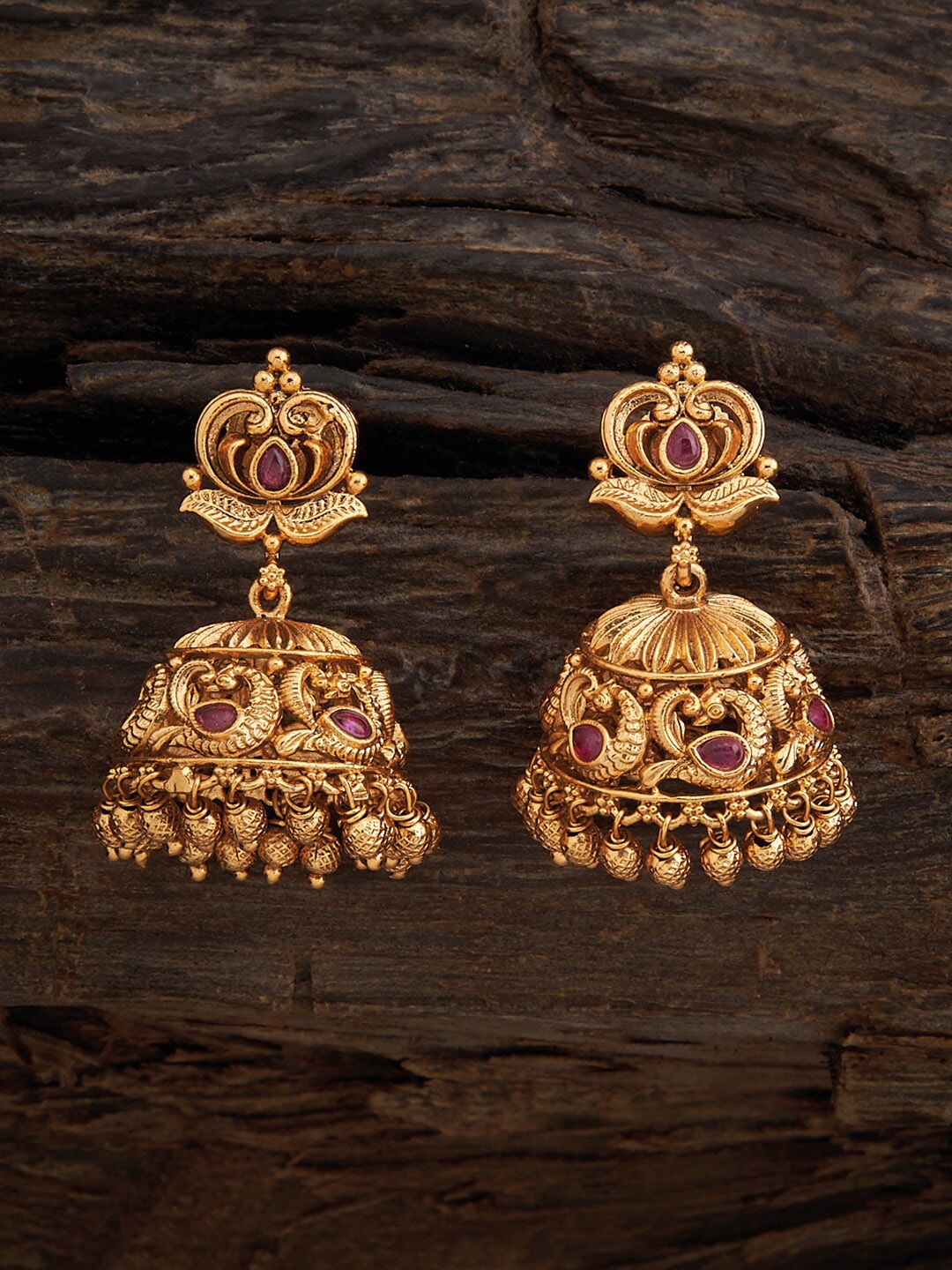 

Kushal's Fashion Jewellery Gold-Plated Dome Shaped Jhumkas