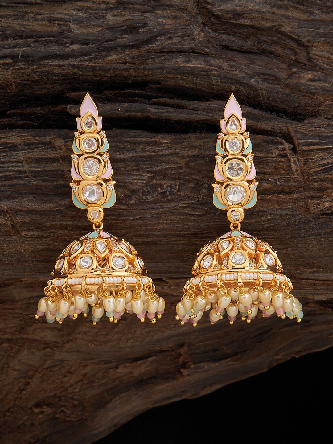 

Kushal's Fashion Jewellery Gold-Plated Dome Shaped Jhumkas