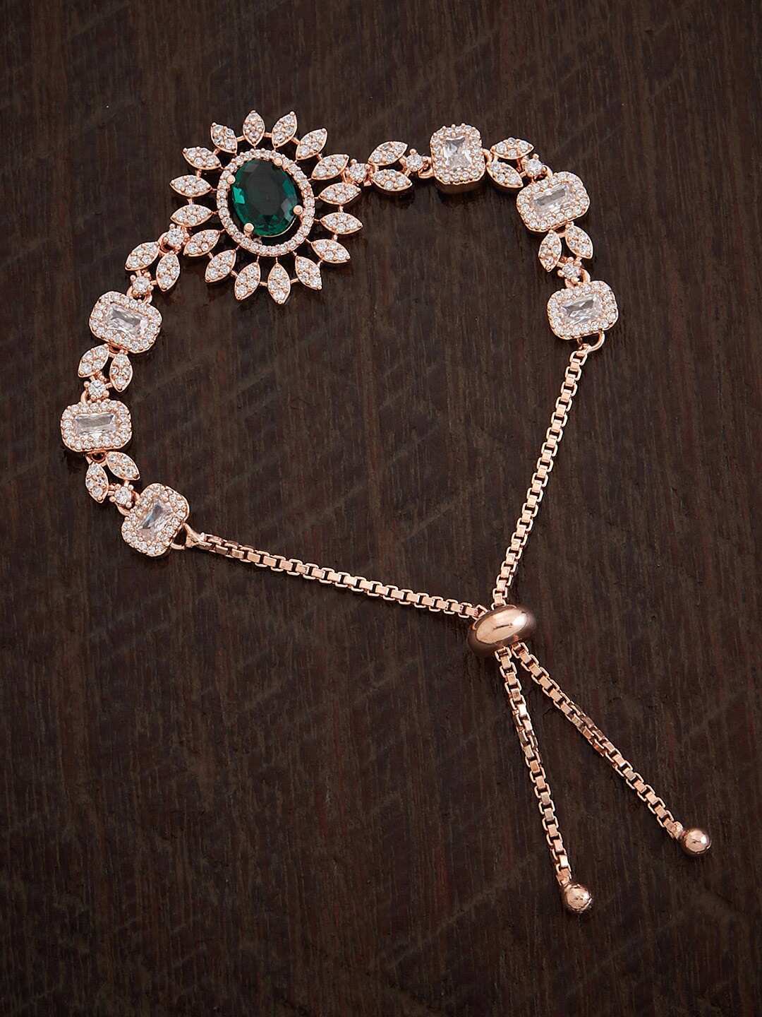 

Kushal's Fashion Jewellery Rose Gold-Plated Cubic Zirconia Wraparound Bracelet