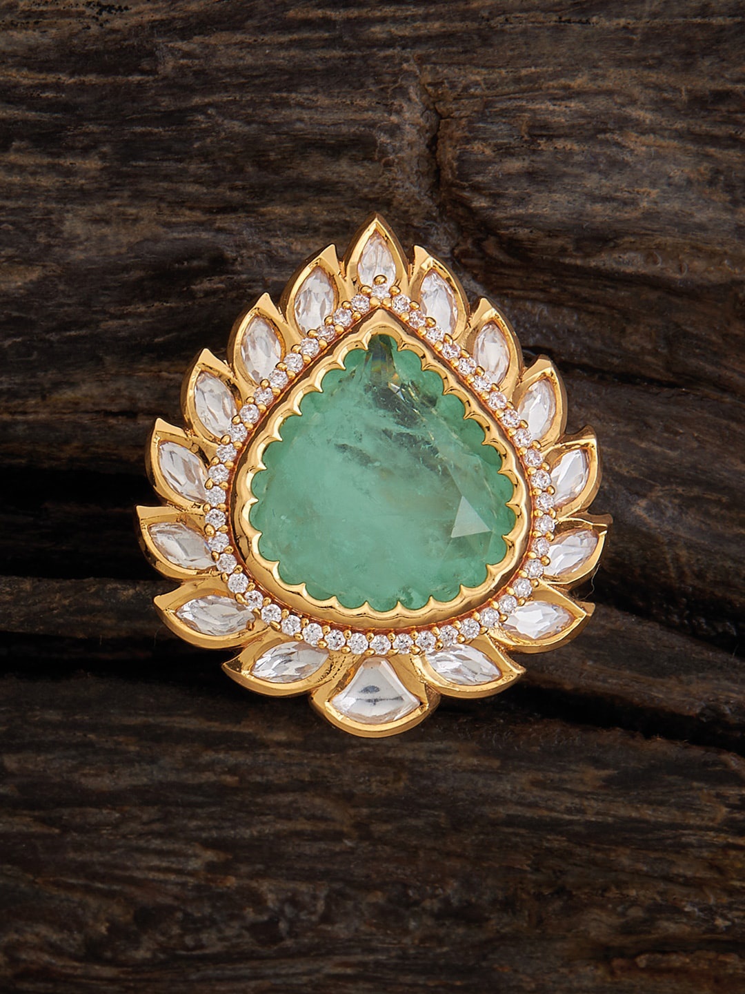 

Kushal's Fashion Jewellery Gold-Plated Kundan Studded Finger Ring