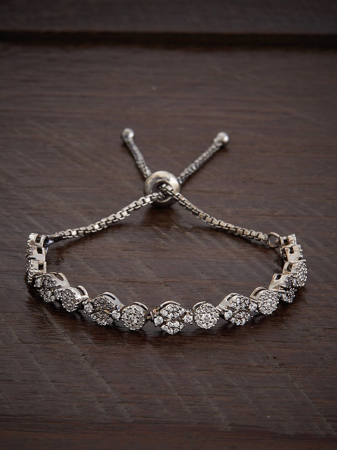 

Kushal's Fashion Jewellery Rhodium-Plated Cubic Zirconia Wraparound Bracelet, Silver