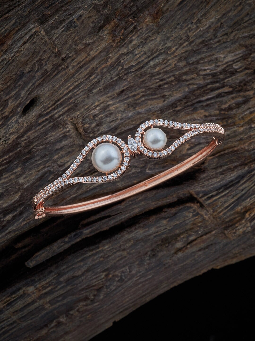 

Kushal's Fashion Jewellery Silver Rose Gold-Plated Kada Bracelet